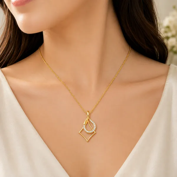 Gold_Tone_Drop_Pendant_Necklace_For_Women