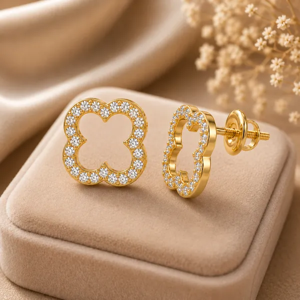 Gold_Tone_Crystal_Clover_Stud_Earrings_For_Women