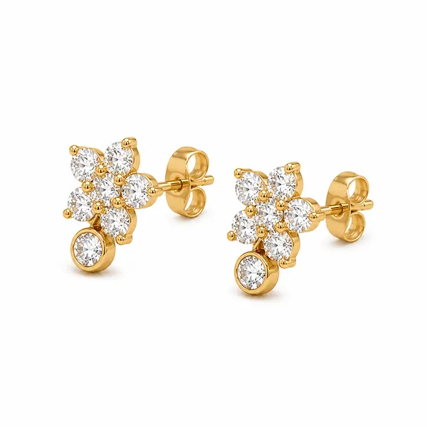 Gold_Tone_Floral_Stone_Stud_Earrings_For_Women