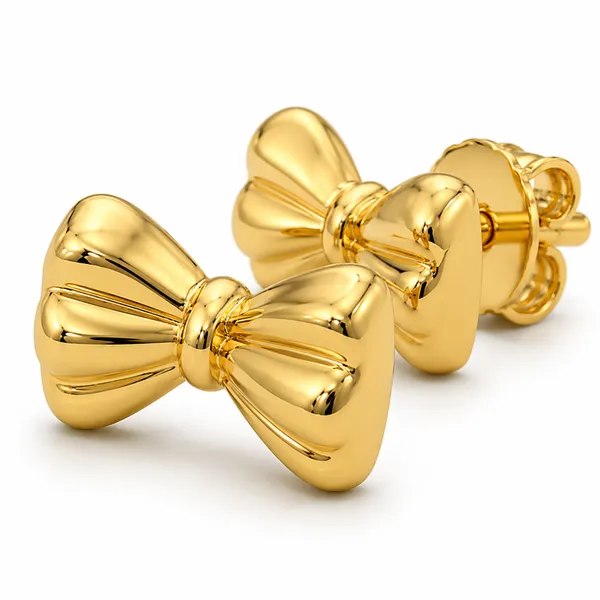 Gold_Tone_Bow_Stud_Earrings_For_Women