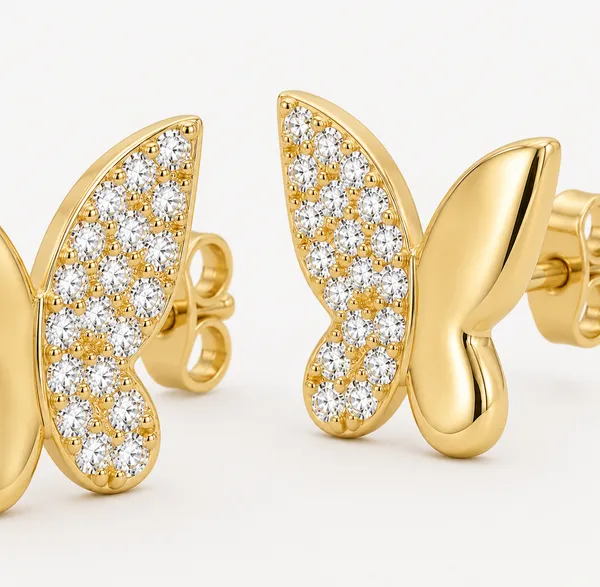 Gold_Tone_Butterfly_Stud_Earrings_For_Women