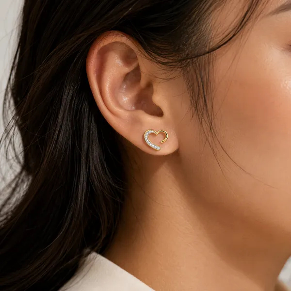 Gold-Tone_Heart_Stud_Earrings_For_Women