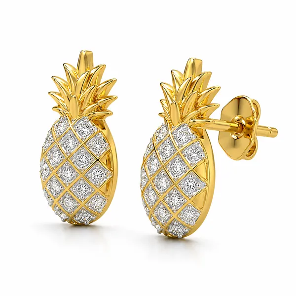 Gold_Tone_Pineapple_Stud_Earrings_For_Women