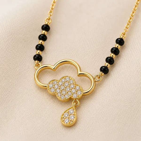 Gold-Tone_Black_Beaded_Cloud_Pendant_Necklace_For_Women