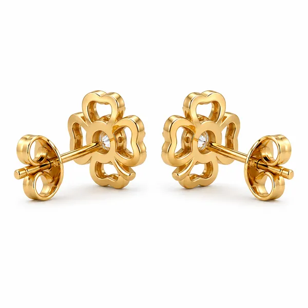 Gold_Tone_Floral_Stud_Earrings_For_Women