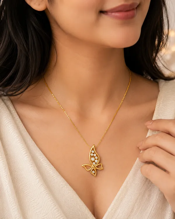 Gold_Tone_Butterfly_Pendant_Necklace_For_Women