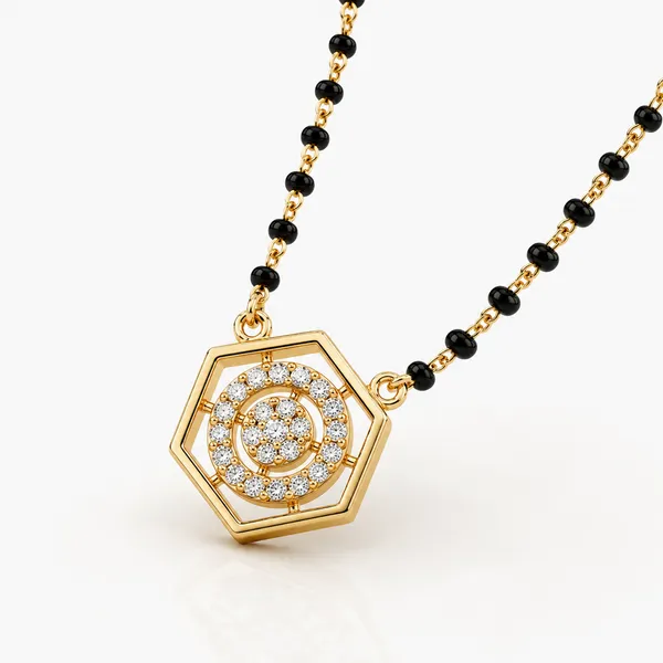 Gold_Tone_Black_Beaded_Hexagonal_Pendant_Necklace