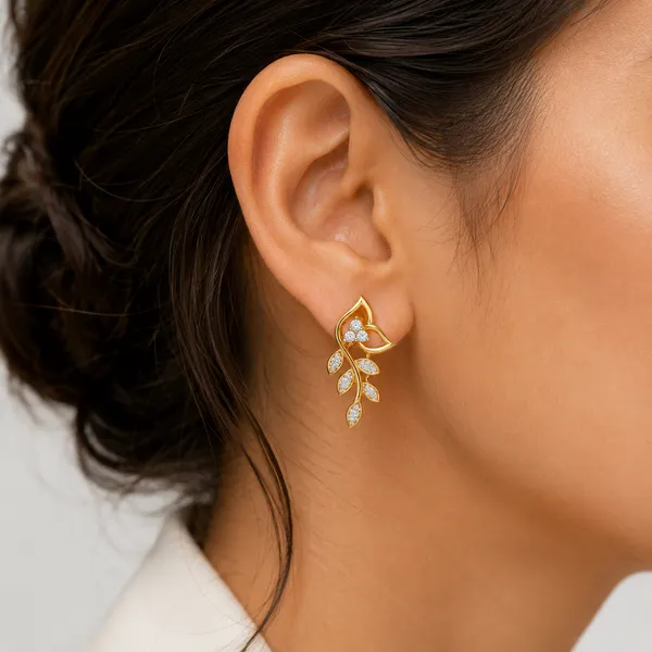 Gold-Tone_Floral_Stud_Earrings_For_Women