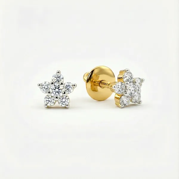 Gold_Tone_Floral_Stud_Earrings_For_Women