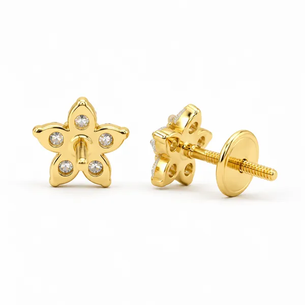 Gold_Tone_Floral_Stud_Earrings_For_Women