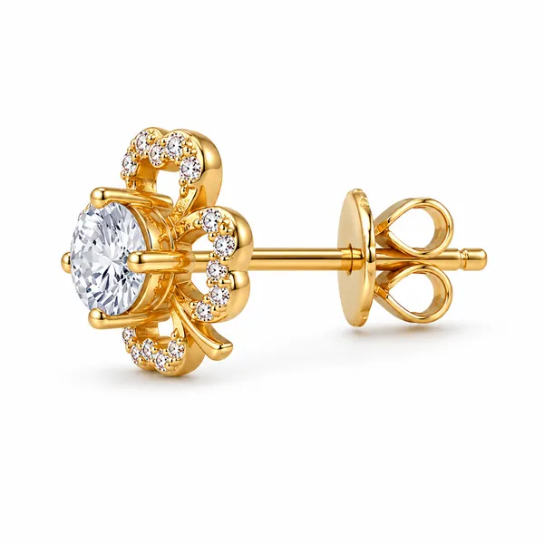Gold_Tone_Floral_Stud_Earrings_For_Women
