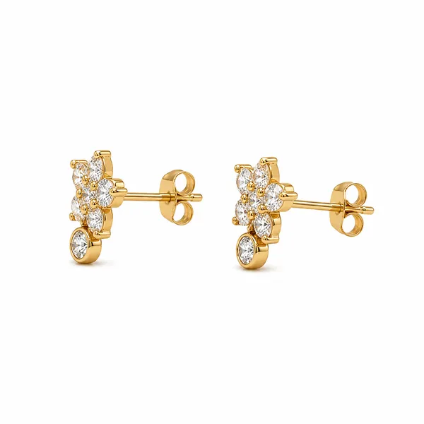 Gold_Tone_Floral_Stone_Stud_Earrings_For_Women