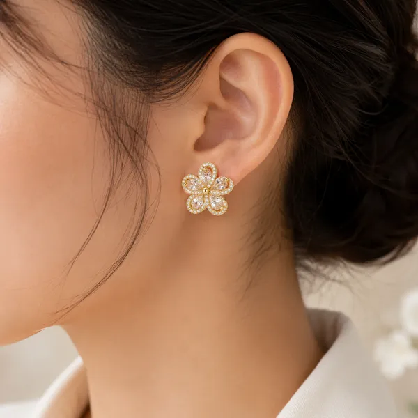 Gold_Tone_Floral_Crystal_Stud_Earrings_For_Women