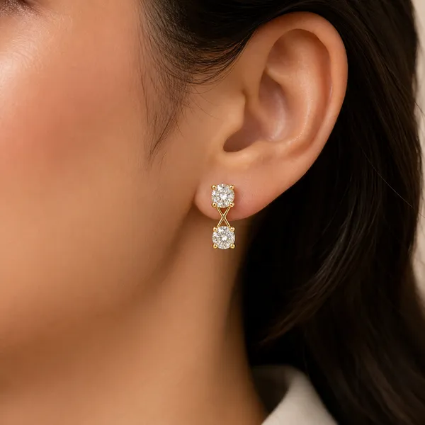 Gold_Tone_Double_Stone_Stud_Earrings_For_Women