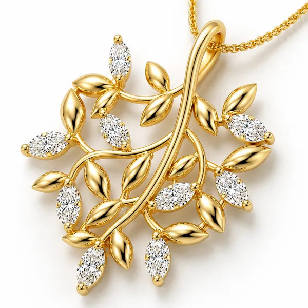 Gold_Tone_Leaf_Pendant_Necklace_For_Women