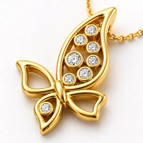 Gold_Tone_Butterfly_Pendant_Necklace_For_Women