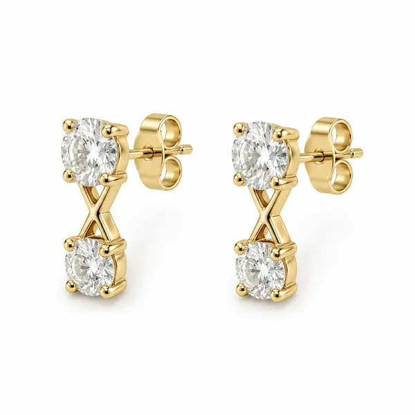 Gold_Tone_Double_Stone_Stud_Earrings_For_Women
