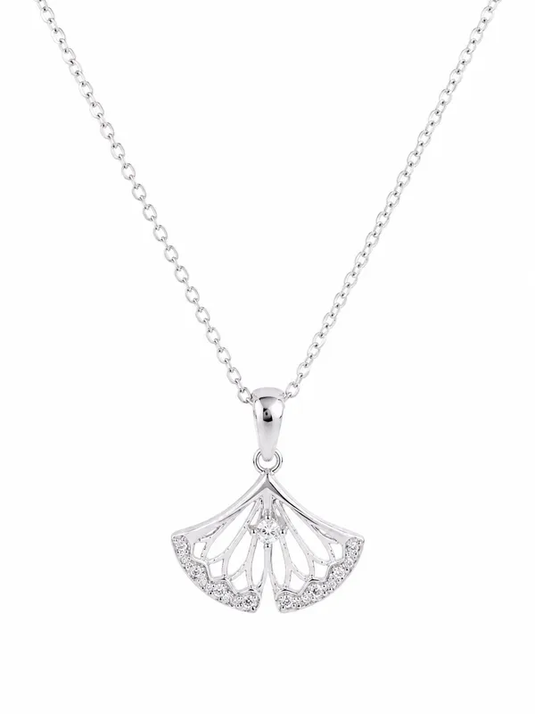 Silver_Tone_Fan_Pendant_Necklace_For_Women