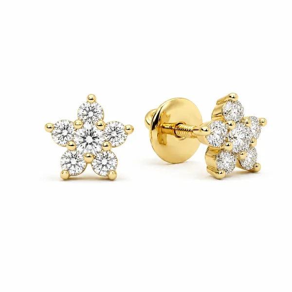 Gold_Tone_Floral_Stud_Earrings_For_Women