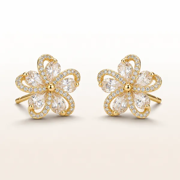 Gold_Tone_Floral_Crystal_Stud_Earrings_For_Women
