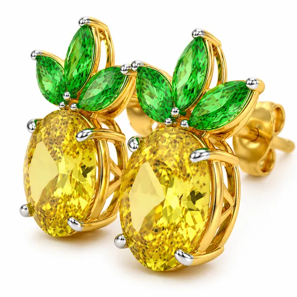 Gold_Tone_Pineapple_Stud_Earrings_For_Women