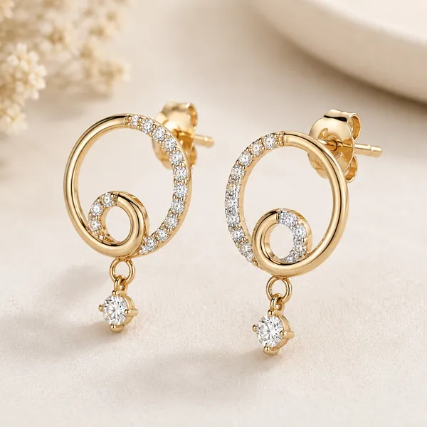 Gold_Tone_Spiral_Crystal_Drop_Earrings_For_Women