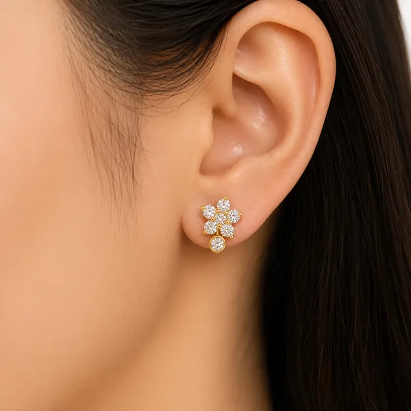 Gold_Tone_Floral_Stone_Stud_Earrings_For_Women