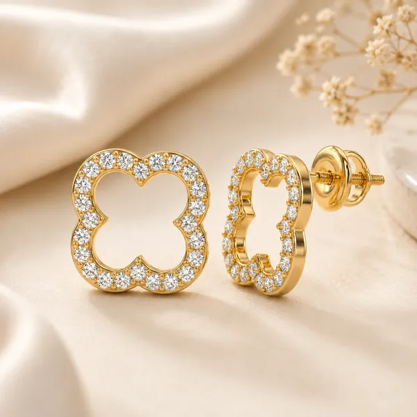 Gold_Tone_Crystal_Clover_Stud_Earrings_For_Women