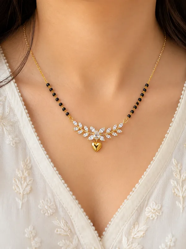 Gold_Tone_Leaf_Motif_Mangalsutra_Necklace_For_Women