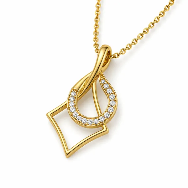 Gold_Tone_Drop_Pendant_Necklace_For_Women