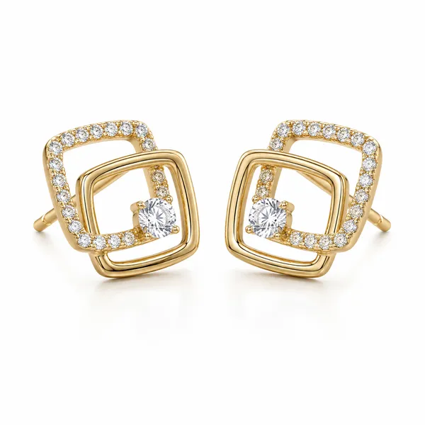 Gold_Tone_Geometric_Stud_Earrings_For_Women