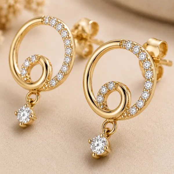 Gold_Tone_Spiral_Crystal_Drop_Earrings_For_Women