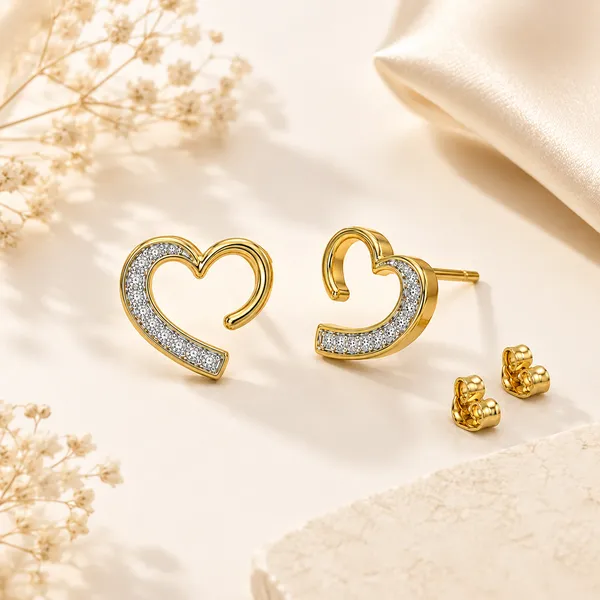 Gold-Tone_Heart_Stud_Earrings_For_Women