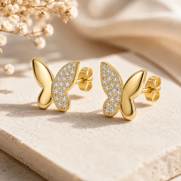 Gold_Tone_Butterfly_Stud_Earrings_For_Women