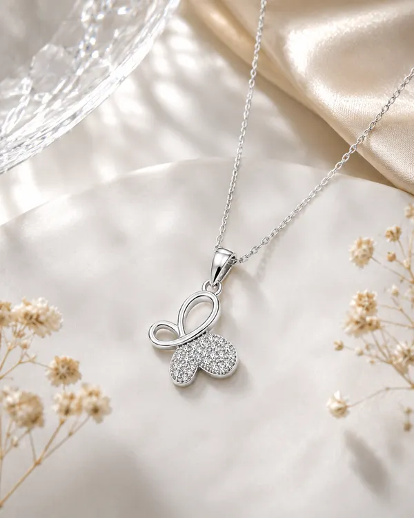 Silver_Tone_Butterfly_Pendant_Necklace_For_Women
