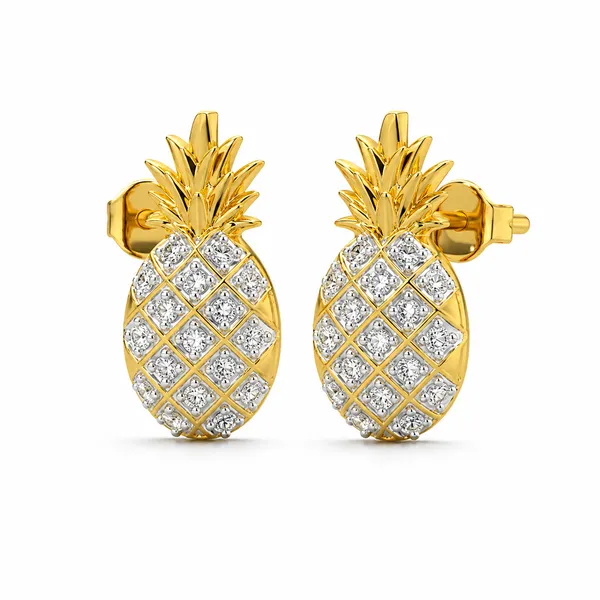 Gold_Tone_Pineapple_Stud_Earrings_For_Women