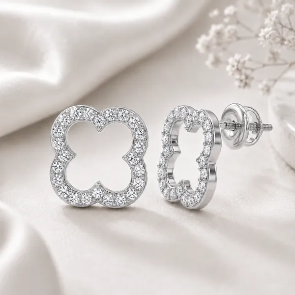 Silver_Tone_Crystal_Quatrefoil_Stud_Earrings_For_Women