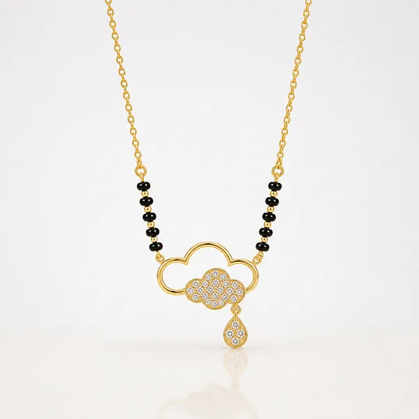 Gold-Tone_Black_Beaded_Cloud_Pendant_Necklace_For_Women