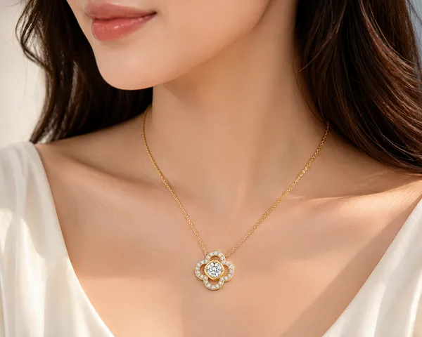 Gold-Tone_Floral_Pendant_Necklace_For_Women