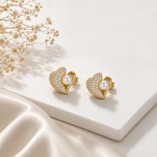 Gold_Tone_Pearl_Stud_Earrings_For_Women