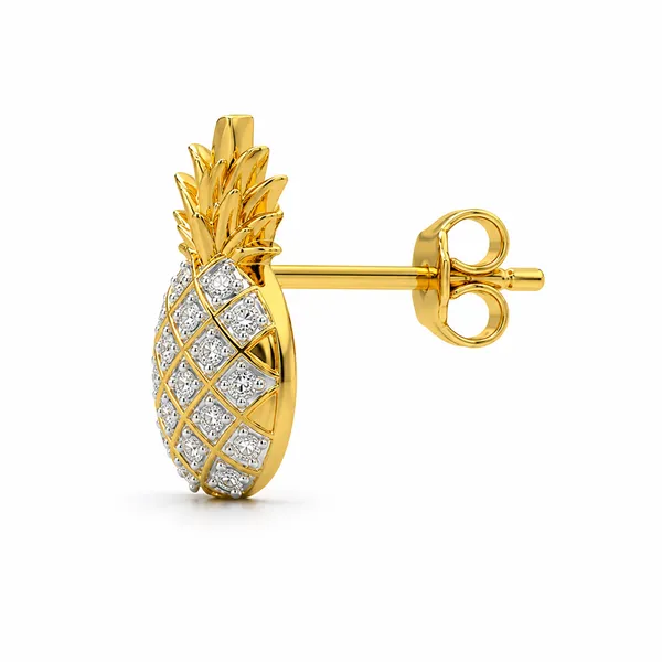 Gold_Tone_Pineapple_Stud_Earrings_For_Women