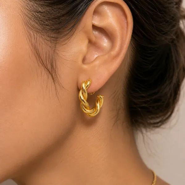 Gold-Tone_Twisted_Hoop_Earrings_For_Women