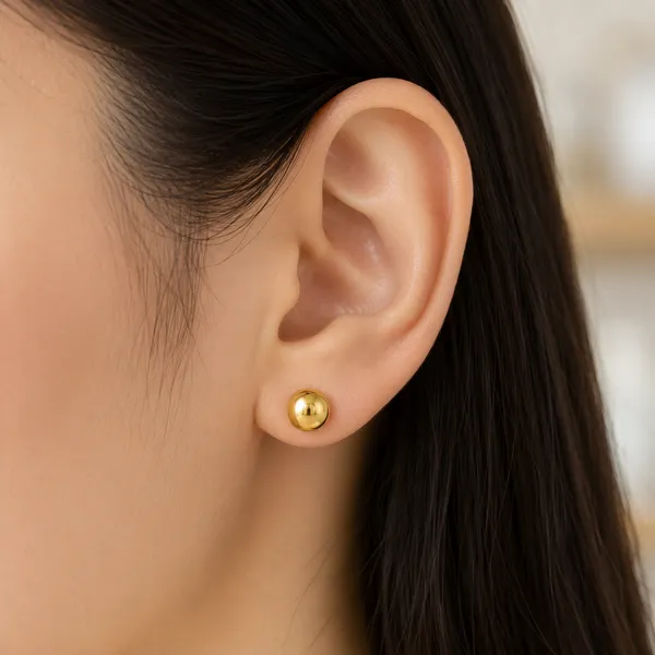 Gold_Tone_Ball_Stud_Earrings_For_Women