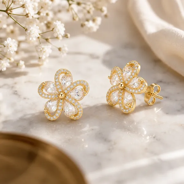 Gold_Tone_Floral_Crystal_Stud_Earrings_For_Women