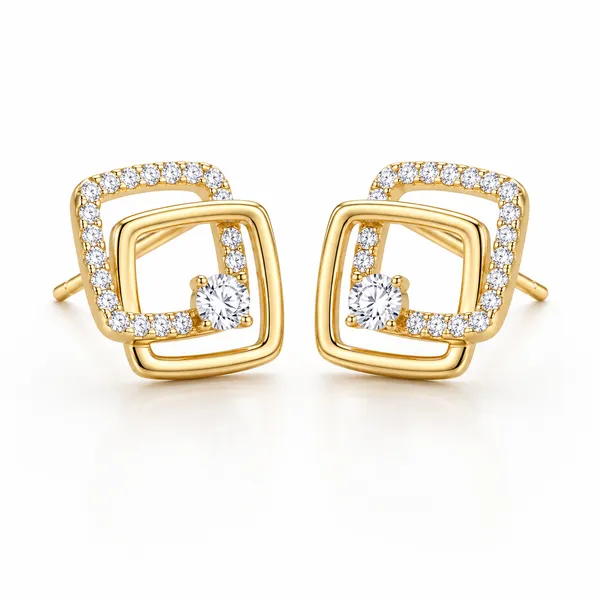 Gold_Tone_Geometric_Stud_Earrings_For_Women