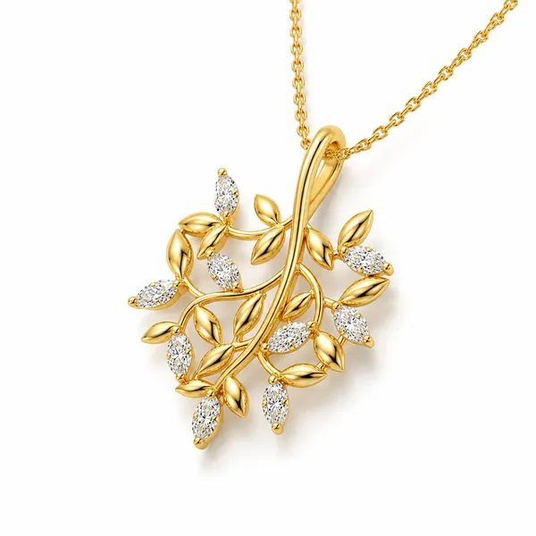 Gold_Tone_Leaf_Pendant_Necklace_For_Women