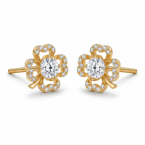Gold_Tone_Floral_Stud_Earrings_For_Women