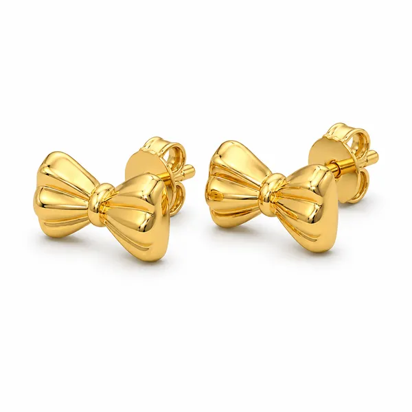 Gold_Tone_Bow_Stud_Earrings_For_Women