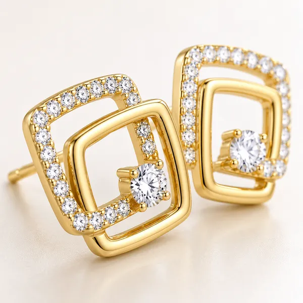 Gold_Tone_Geometric_Stud_Earrings_For_Women