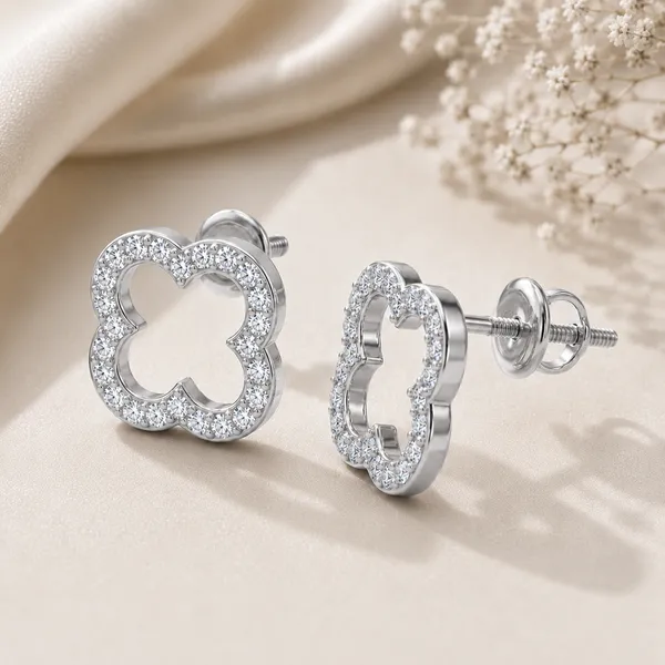 Silver_Tone_Crystal_Quatrefoil_Stud_Earrings_For_Women